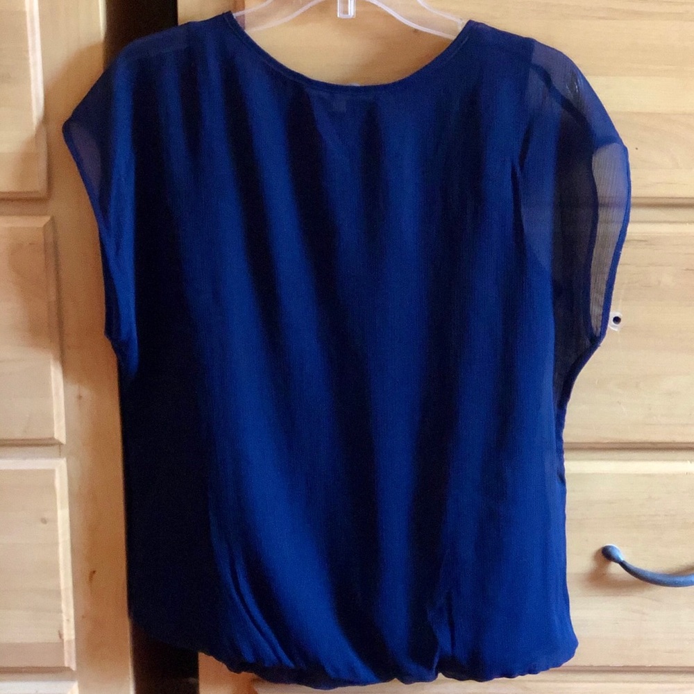 Rose And Olive Navy Sheer Short Sleeve - Picture 3 of 8
